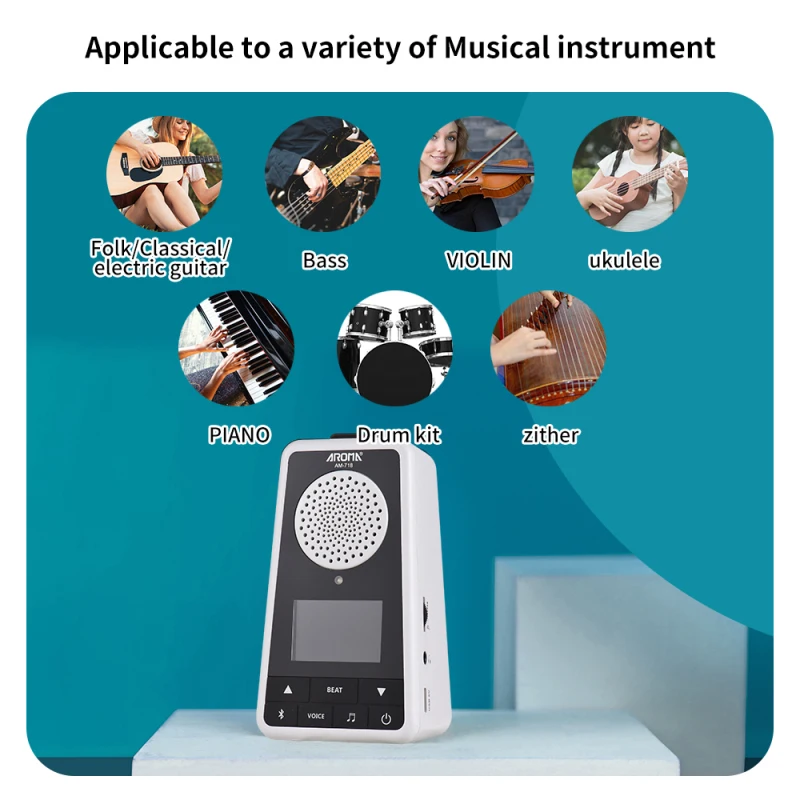 Portable Wireless Speaker 2-in-1Metronome BT Rechargeable Vocal Counts 1300mAh Digital Metronome for Guitar Piano Drum Violin