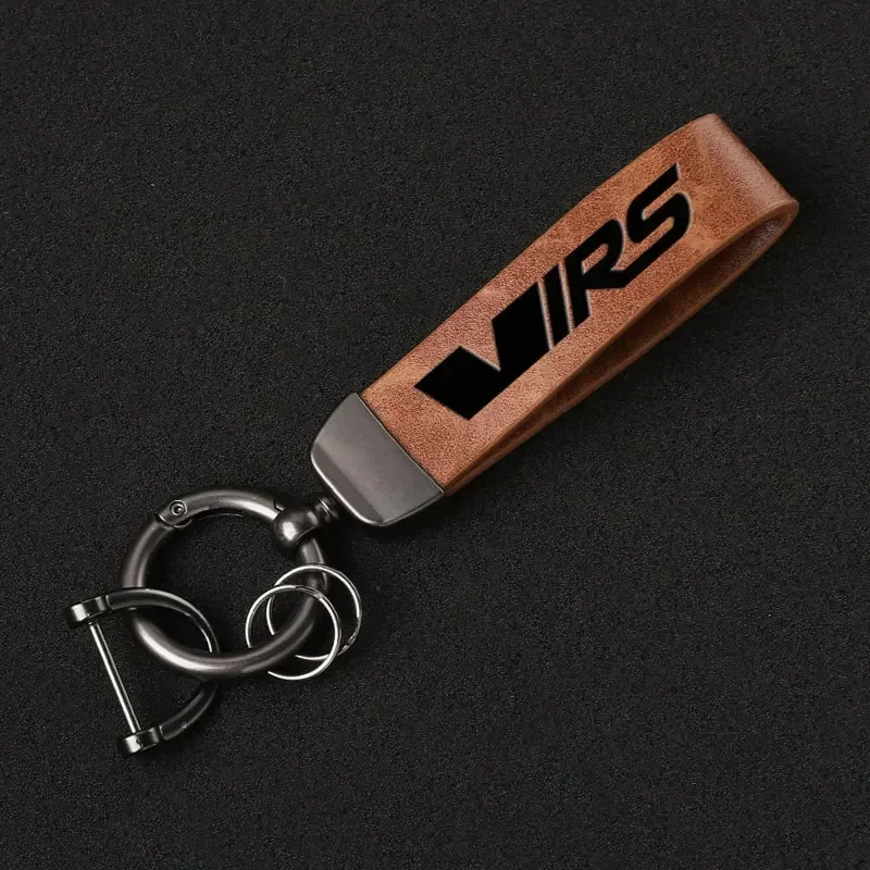 For Skoda VRS Octavia FABIA KAMIQ KAROQ KODIAQ RAPID SUPERB Car Luxury Genuine Leather Keychain Key Ring with VRS logo