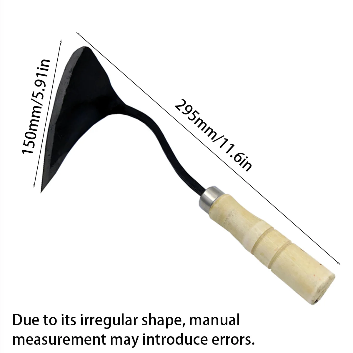 Handheld Garden Hoe, Small Pointed Hoe with Wooden Handle, Agricultural Hoe, Tool for Planting, Weeding and Cultivating.