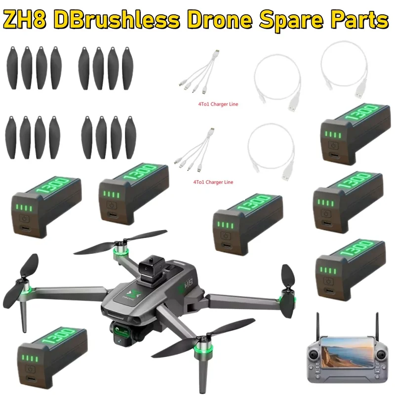 3.7 1300mAh Battery For ZH8 Drone Propeller USB Line 4-in-1 Lin ZH8 RC Drone Battery Blades Accessories Spare Parts For ZH8 Dron