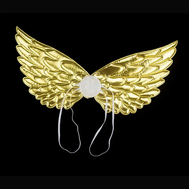 Foldable Angel Fairy Wings for Kids Gold Silver Butterfly Elf Wing Props Costume Party Dress Up Halloween Christmas Gift