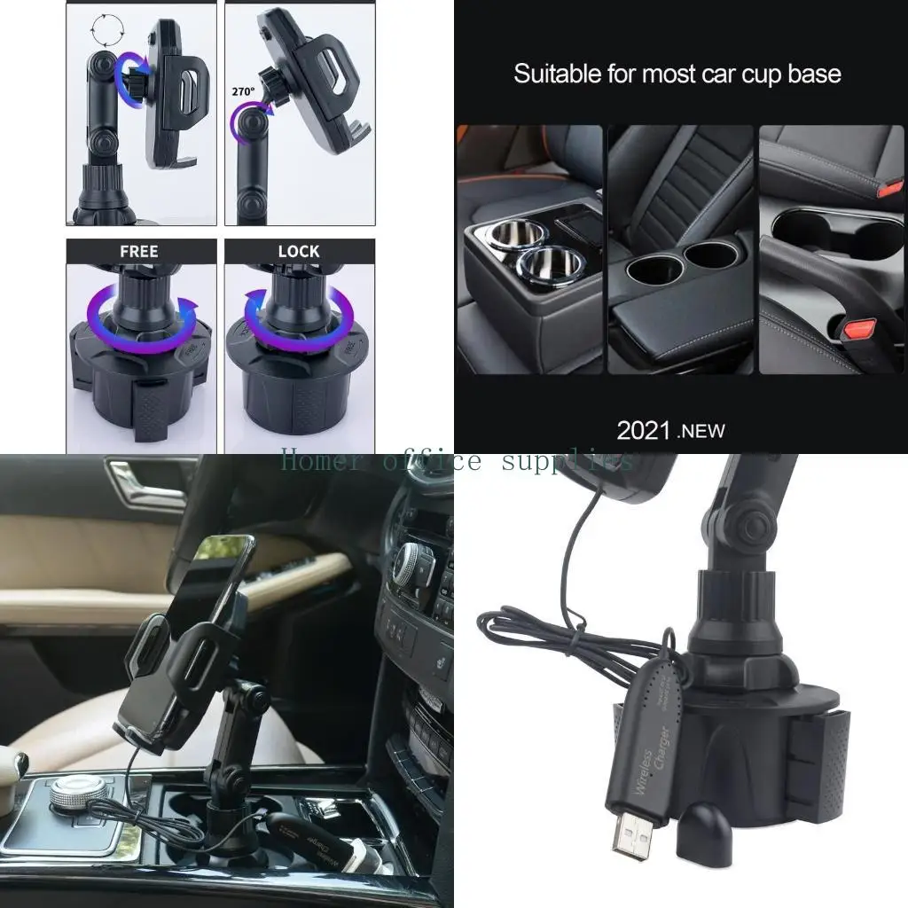 

K43B Universal Car Truck Boat USB Wireless Holder for 4-6.8inch Adjustable Car Cup Mount Stand 1pc
