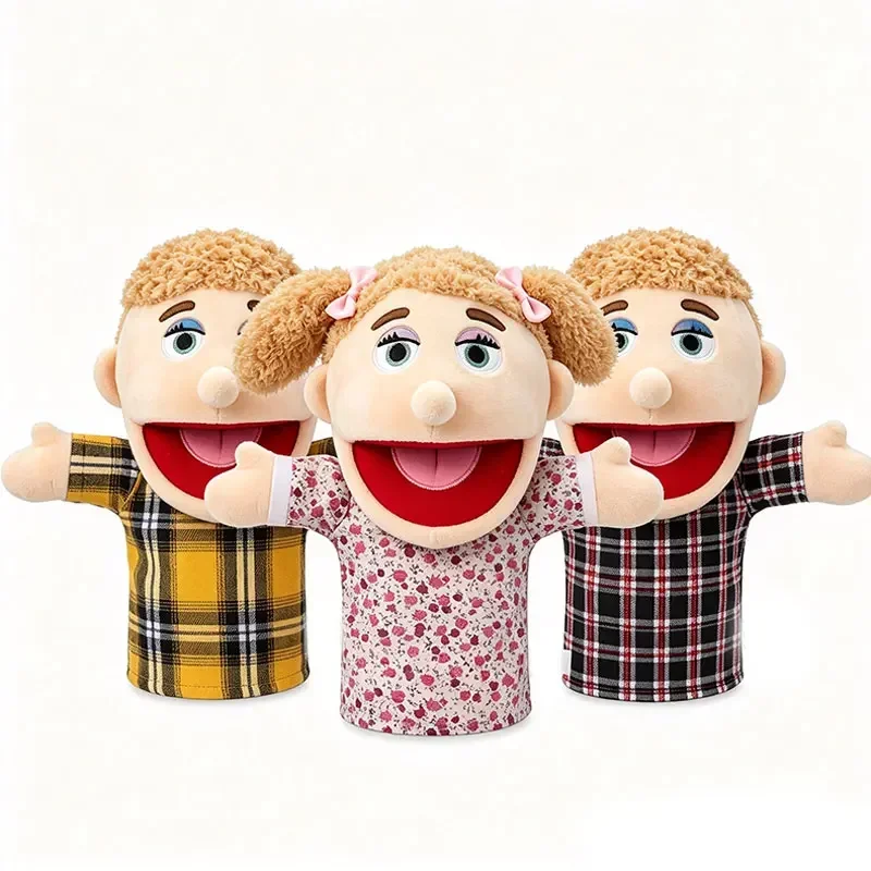 1pcs Family Soft Stuffed Toy Doll Family Hand Puppets Movable Open Mouths Storytelling Play School Teaching Preschool Birthday