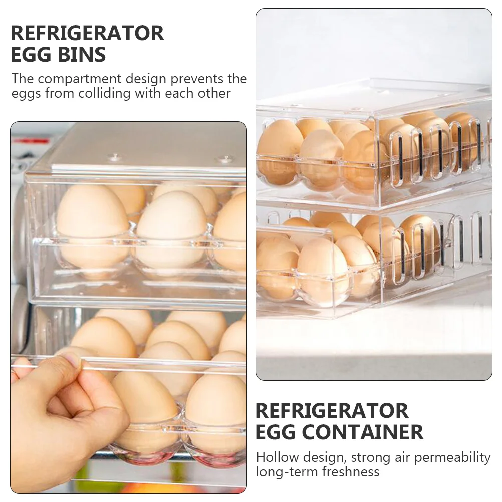

1pc Container Refrigerator Organizer Drawer Transparent Storage Bins Fridge Storage Organizer Refrigerator Egg Holder Stackable
