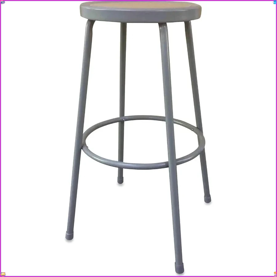 Taburete industrial de metal, altura de barra de 30 pulgadas, capacidad de 300 lb - Base gris asiento marrón - Taburete de pub de garaje de taller