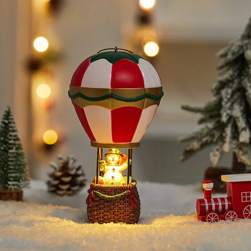 

Christmas Decor Houses Christmas Kid Gifts New Year Xmas Tree Decor Glowing Ornaments Claus Hot Air Balloon Snowman Santa