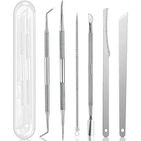 6pcs Stainless Steel Manicure Pedicure Knife To Remove Dead Skin Calluses Thick Hard Nail Clippers Acne Needle Pick Tool Set