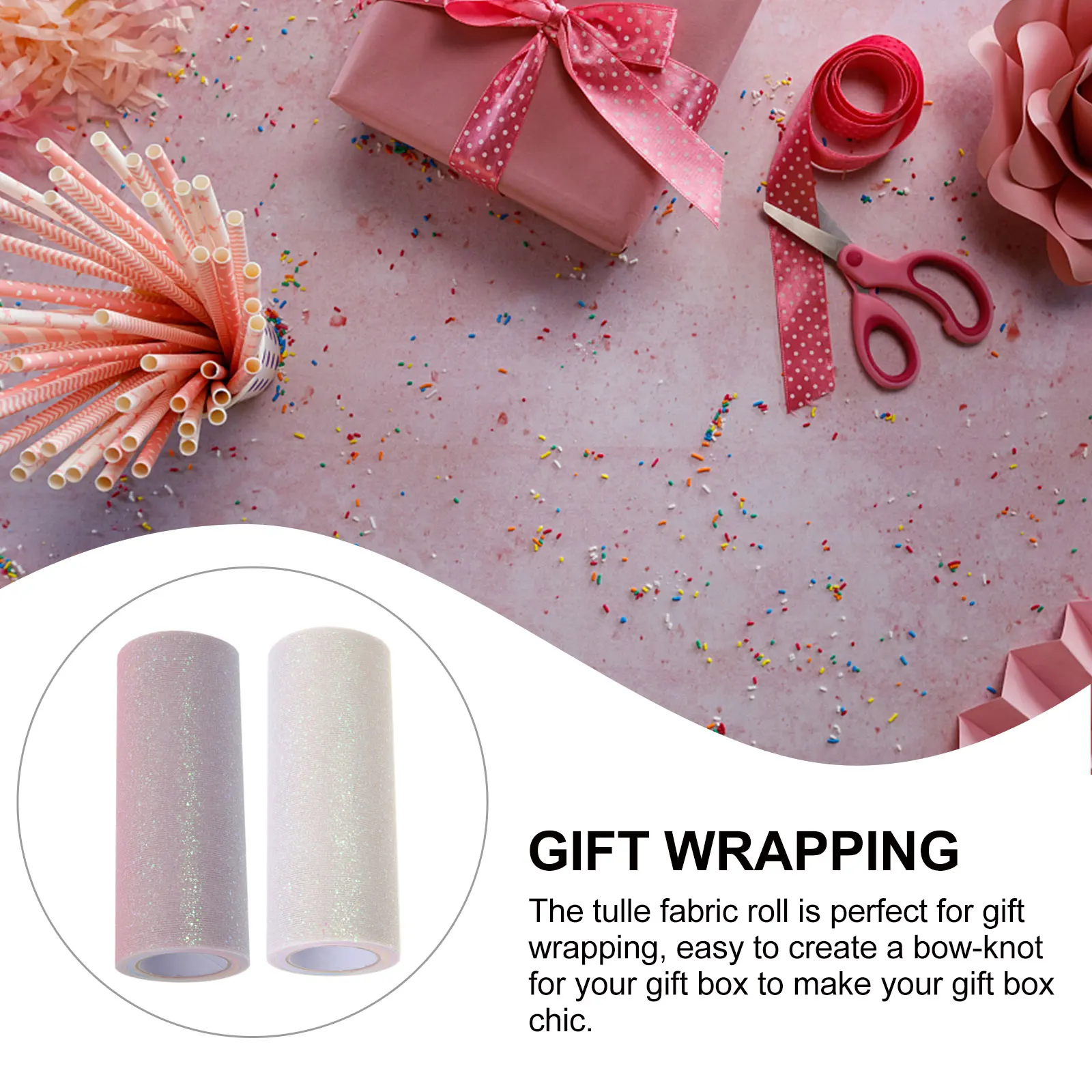 

1 Roll Gradation Tulle Fabric Decorative Diy Mesh Wedding Party Festival Sparkling Sequin Curling Ribbon For Crafts Presents