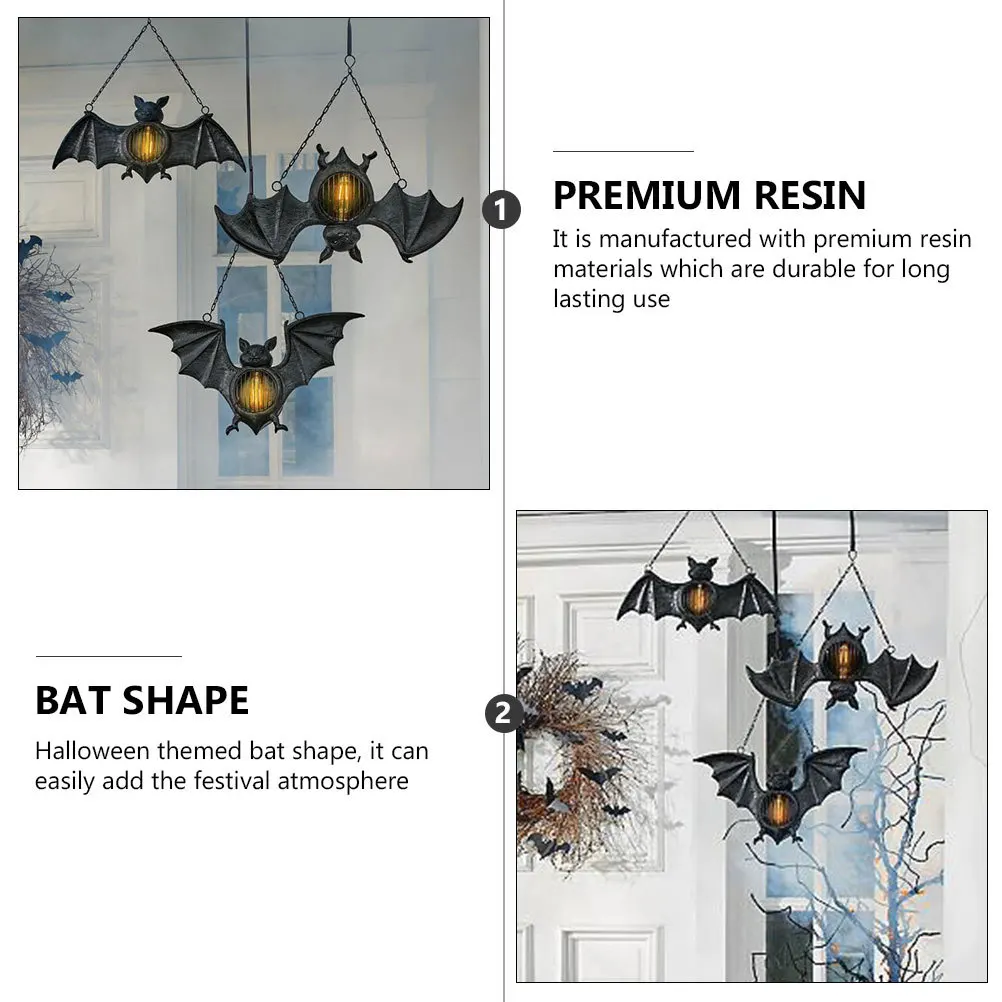 

Bat Design Lantern Halloween Party Layout Unique Resin Material Reusable Decor Halloween Lantern Doorway Pendant