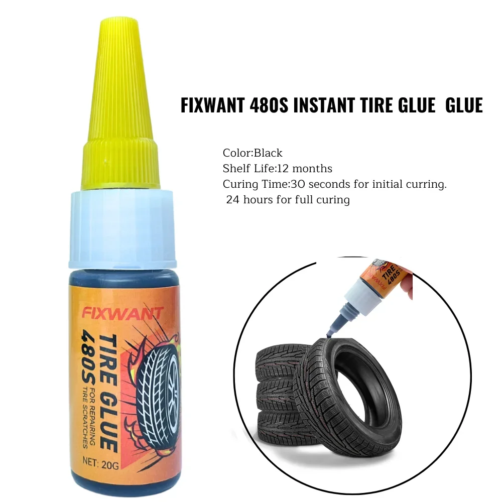 

480S Black Auto Tire Repair Glue Sealer Super Caulk Car Rubber Outer Tire Wall Cracks Lateral Fix 20g