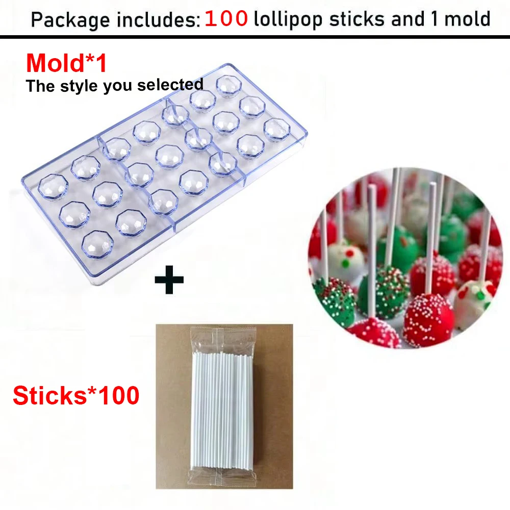 Chocolate Lollipop Mold Set with 100 Sticks, Kids DIY Baking Kit for Homemade Candy, Treats, Party Favors Family Fun Activities