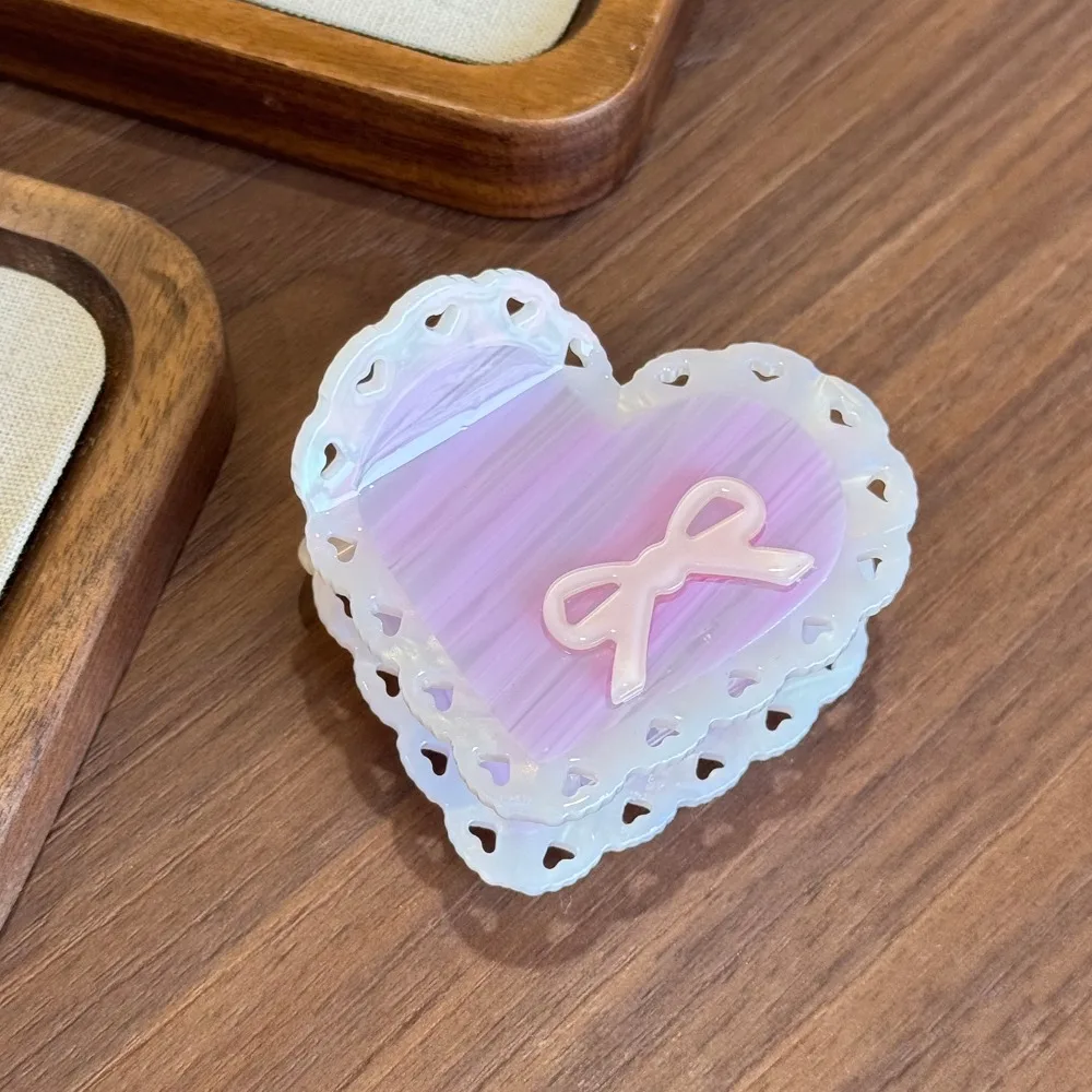 

Fashion Elegant Heart Shark Clip Korean Style Hollow Out Acetic Acid Hair Claw Hairgrips Waterproof Bow Hair Claw Girls