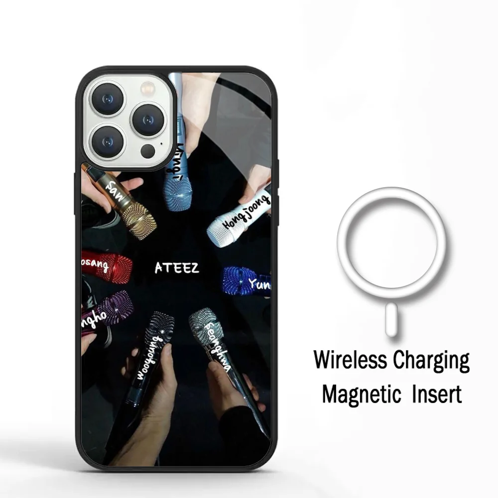 KPOP ATEEZ Phone Case For IPhone 11 12 13 14 15 Plus Pro Max Mirror Acrylic Cover For Magsafe