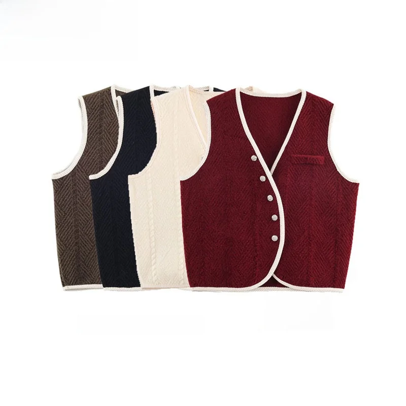 

Осенний новый женский вязаный смешанный открытый кардиган 2021, жилет или длина, застежка на одной пуговице, цвет, полиэфирное волокно