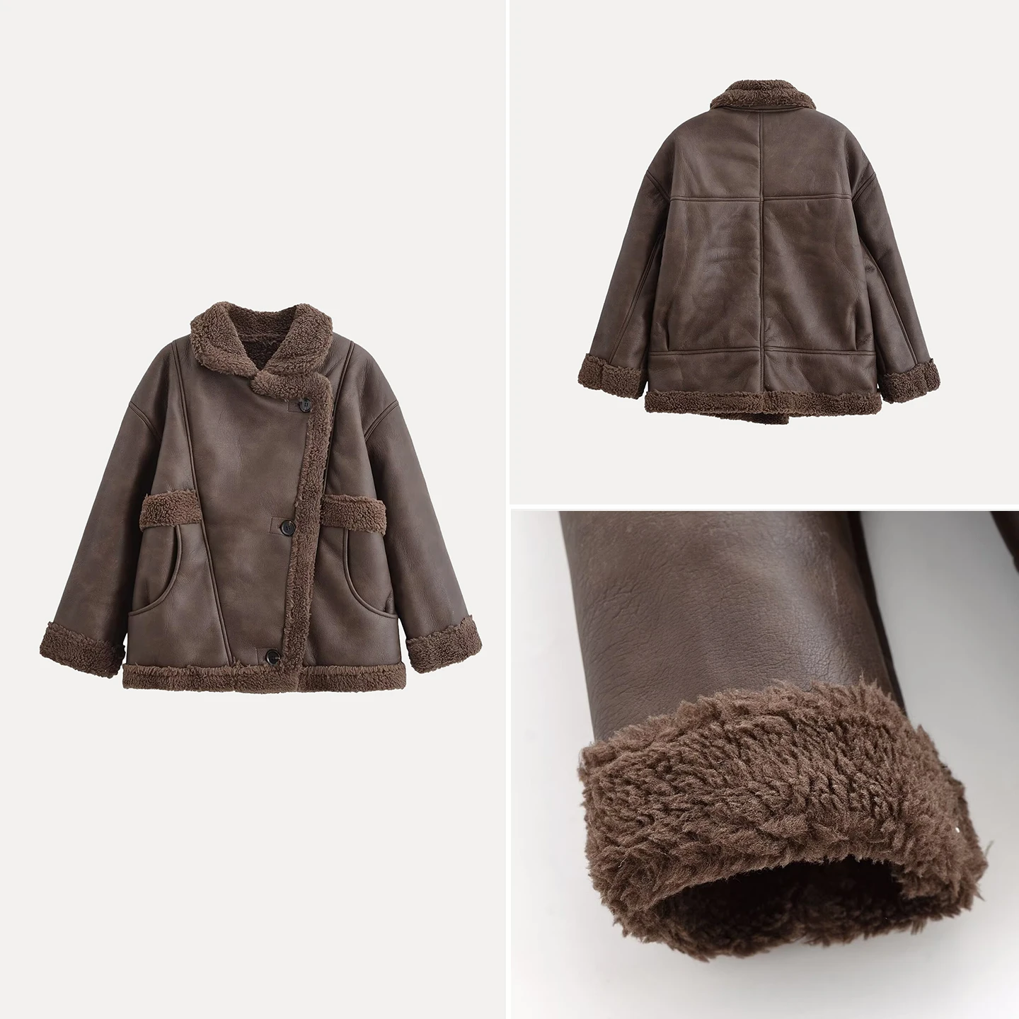 

Warm Retro Casual Pure Color Women's Sle Coat Stand Collar Long Sve Button up Outerwear for Ladies Autumn Faion Z