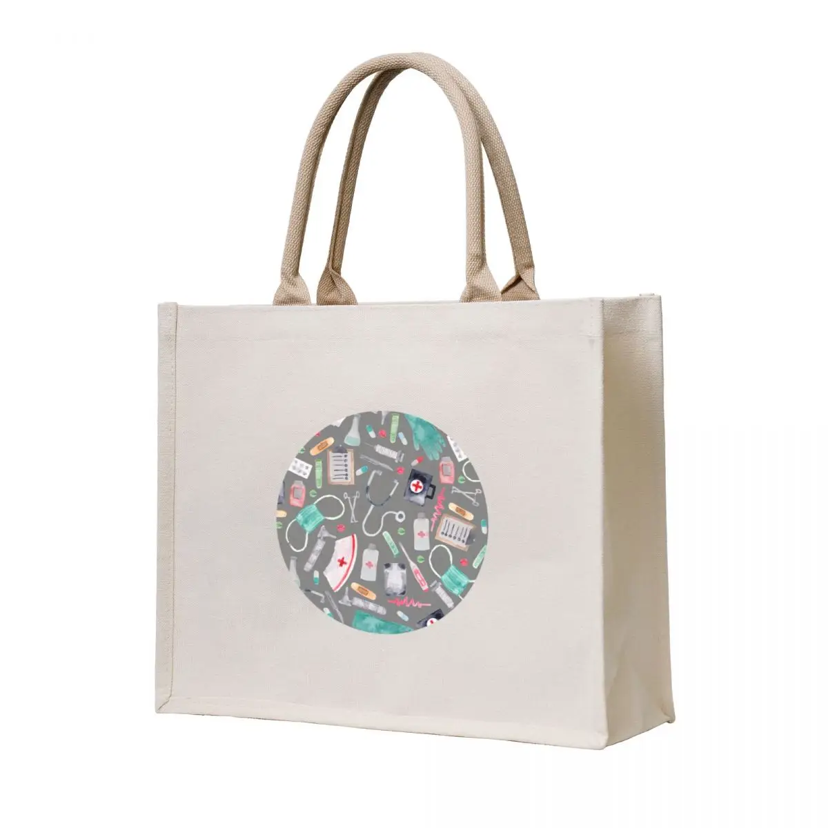 

Medical Pattern Doctor Nurse Watercolor Grey Texture Tote Bag cute pouch bag large tote bag reusable shopping shopper bags