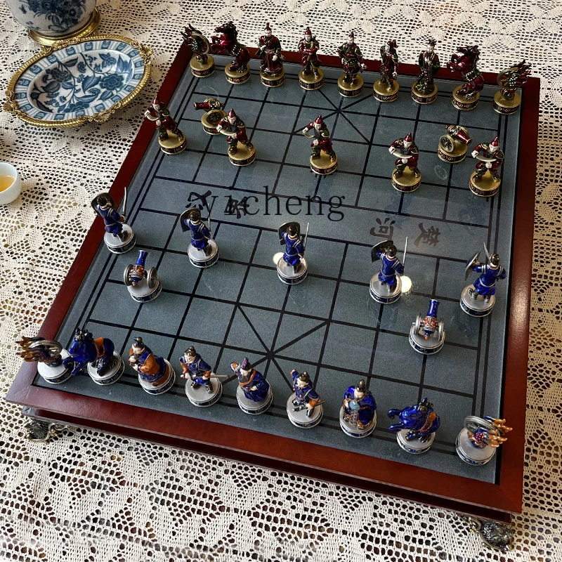 

LX Enamel Color Solid Wood Chessboard Pure Handmade Ornament Set