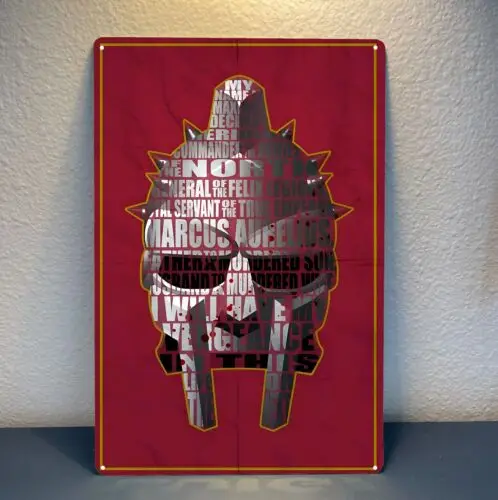 Cartel de metal de la película Gladiator Helmet - Tamaño coleccionable de la letrero de estaño: 20x30cm -aluminio