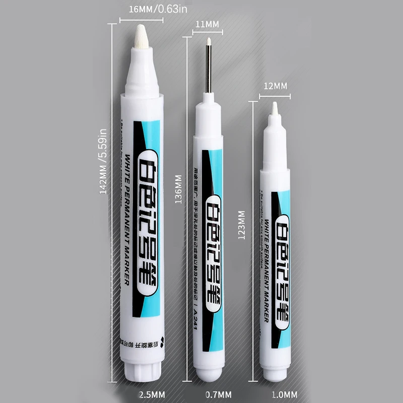 ปากกามาร์กเกอร์สีขาวกันน้ำ0.7/1.0/2.5มม. ปากกาสียางรถเครื่องเขียน