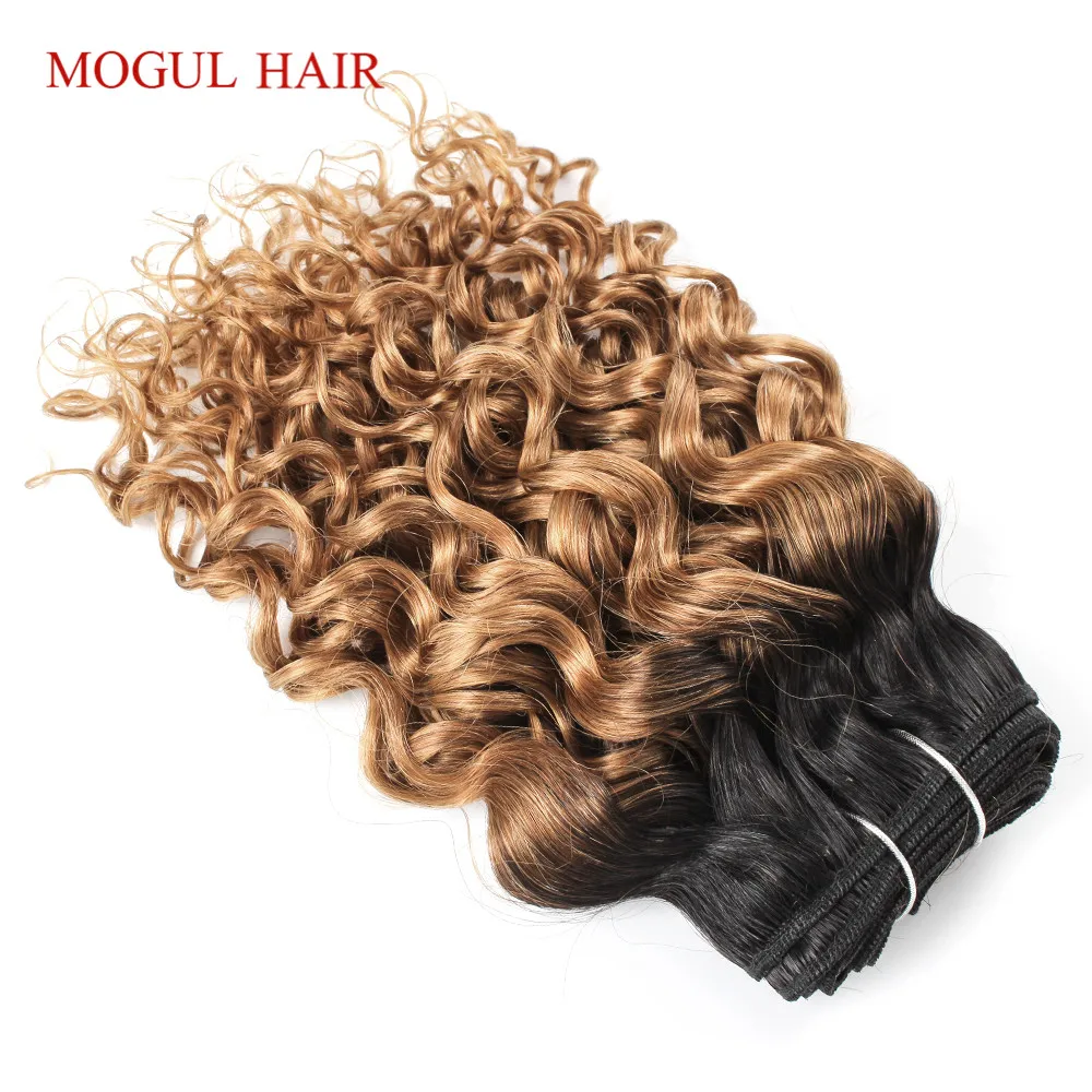 1 Bundle Water Wave Dark Brown Ombre Honey Blonde Hair Weave Natural Black Color 10-30 inch Remy Human Hair Extension Mogul Hair