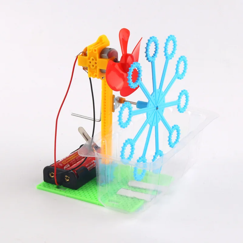 DIY Handmade Automatic Bubble Machine Building Science Experiment Kits Children Educational Toys for Kids G139