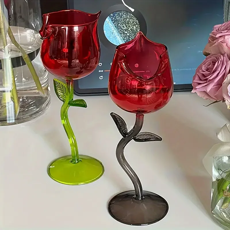 1pc, 150ml/5oz Elegant Rose-Shaped Wine Glass - Perfect for Wine, Cocktails, and More - Great Gift for Family and Friends