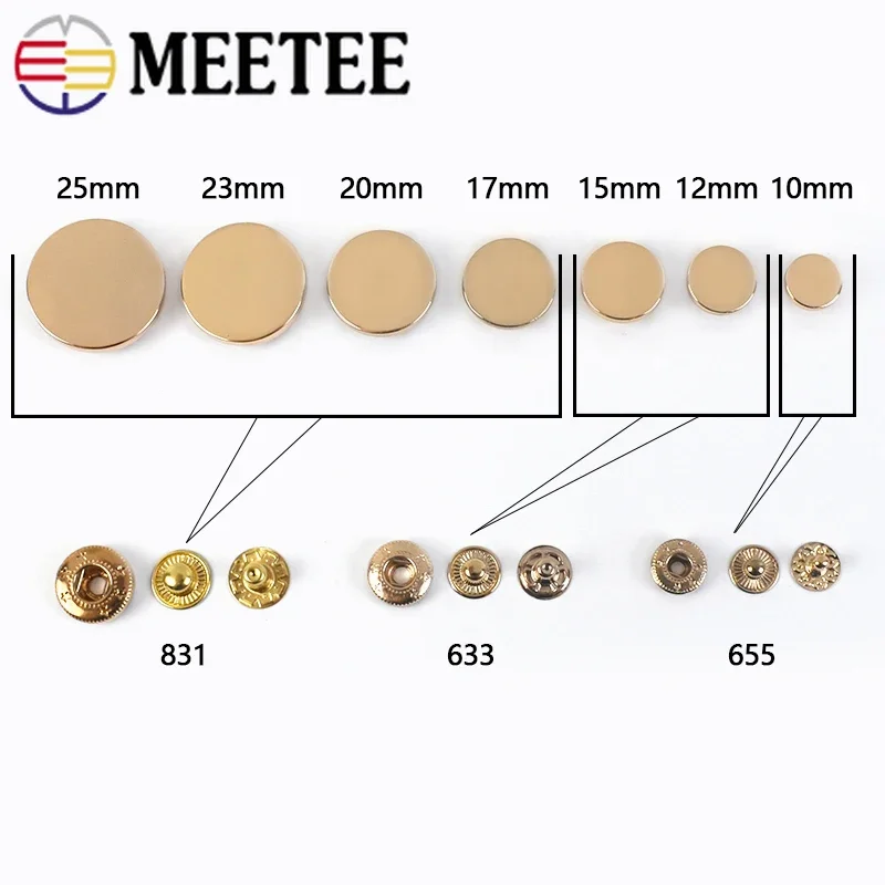 50sets meetee 10/12/15/18/20/25mm Fém Hirtelen időváltozás Szállodai küldönc Farmernadrág Szatyor Csat decorativa botones DIY Ruha kézműves Összevarrás kiegészítők