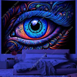 Cosmic Eye of God UV reactive tapestry Psychedelic hippie tapestry wall hanging used for aesthetic room wall decor Ceiling decor