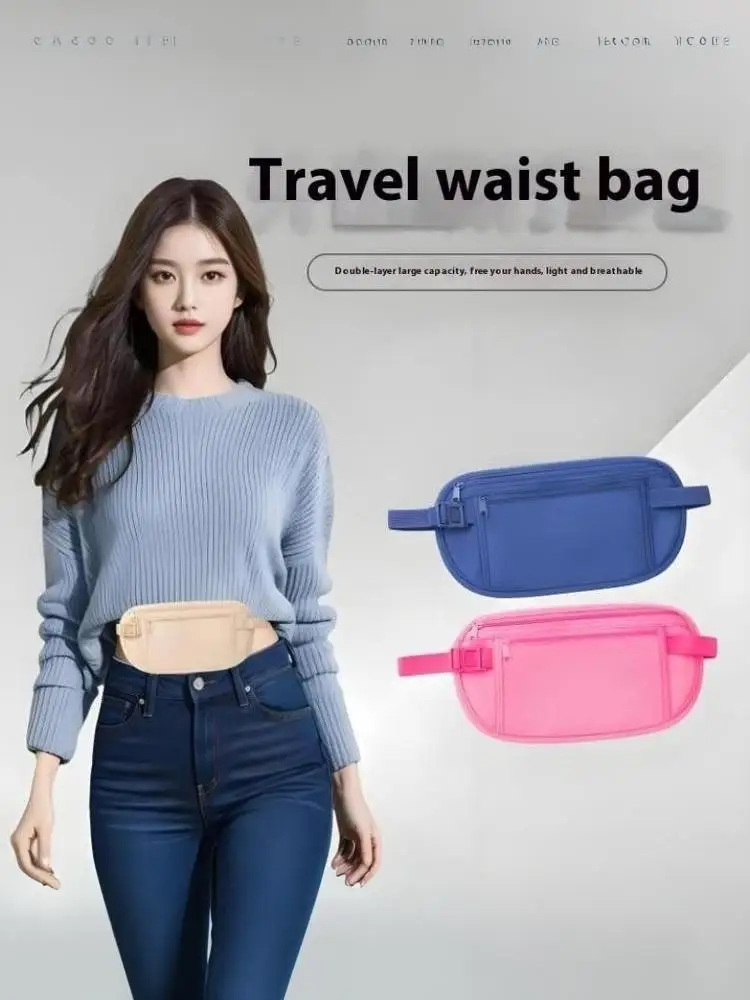 Universelle Anti-Diebstahl-Taschen für Mobiltelefone, Sport-Laufgürteltasche, Geldgürtel für Reisen, für Damen und Herren, schlanke, versteckte Reisebrieftasche – Detail 8