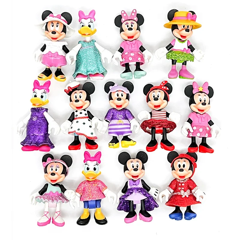 Genuine Disney Cartoon Mickey Minne Daisy Figures Articular Mobility Ornament Cute Model Collection Toy Gifts