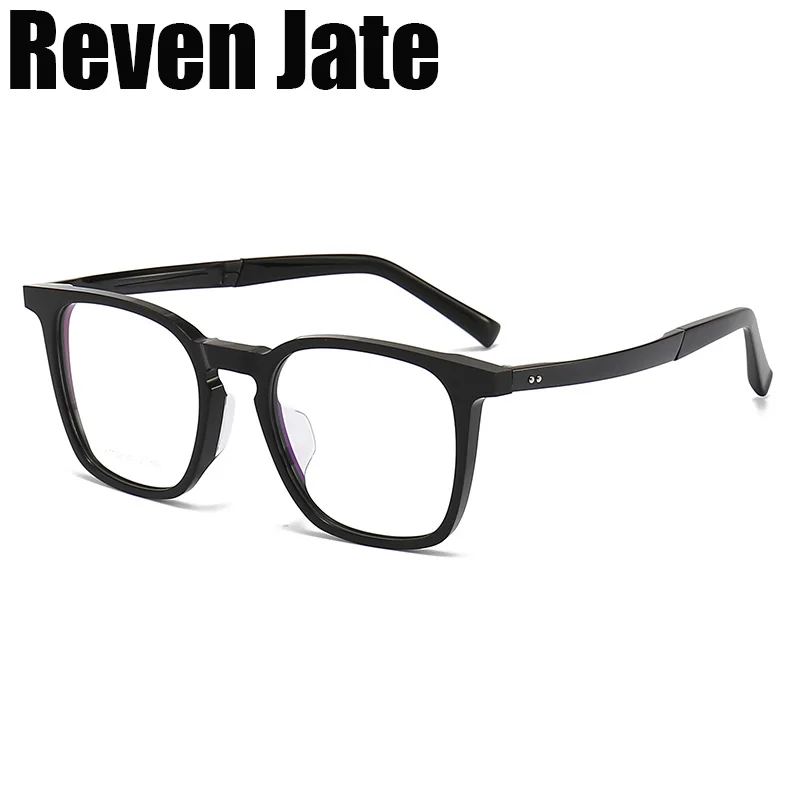 Reven Jate 1132 Acetate Optical Glasses Frame Men Women Retro Vintage Square Eyeglasses Prescription Spectacles Myopia Eyewear