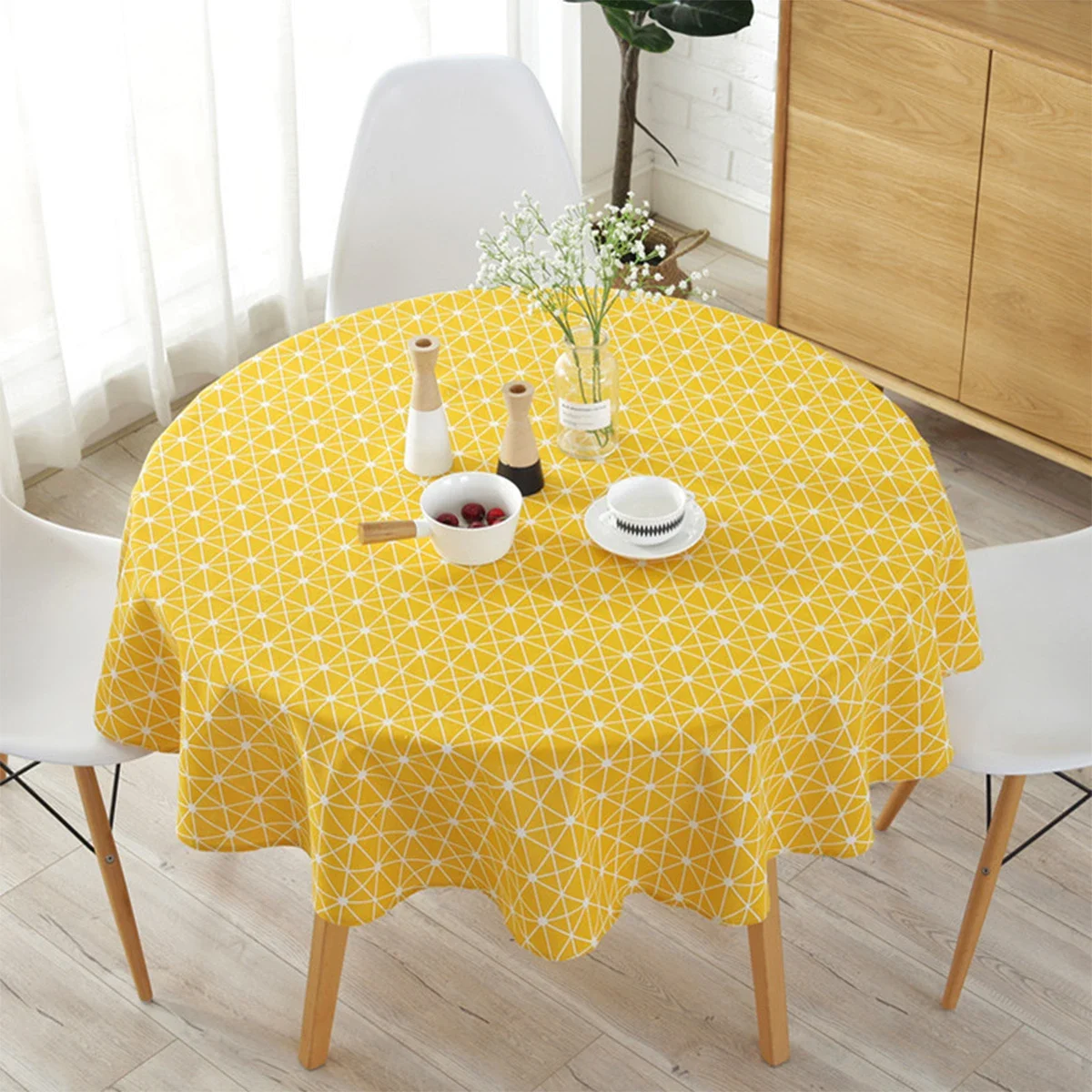 Round Tablecloth 90/120/150cm Washable Table Cloth Decorative Table Cover Indoor Holiday Home Christmas Party Picnic Dining Room