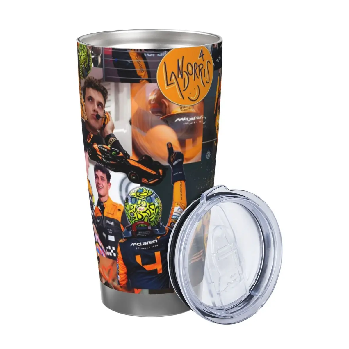 Lando Norris Collage 20oz Stainless Steel Car Mug Straw Thermal Iced Travel Cup Vacuum Insulated Coffee Hot Cup