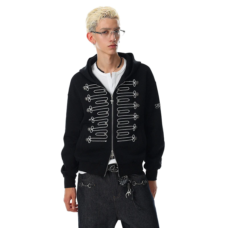 LUZHEN 2026 New Original Niche Design Hoodies Coat Men Fashion Embroidery Personalized Stripe Pattern Casual Male Jacket JY8313