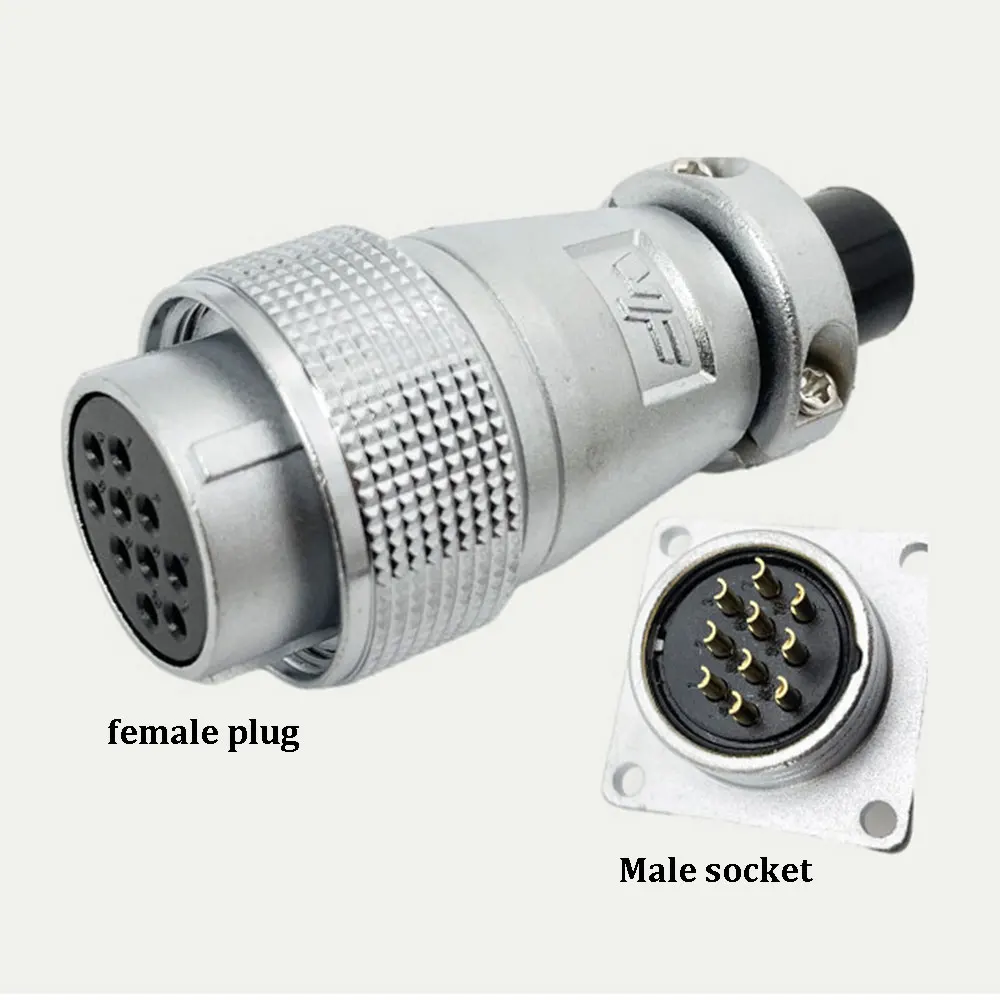 1PC PLS24 P24 aviation plug socket PLS24 - 6pin 10 pin 12pins 19Pin male and female docking square flange industrial connector