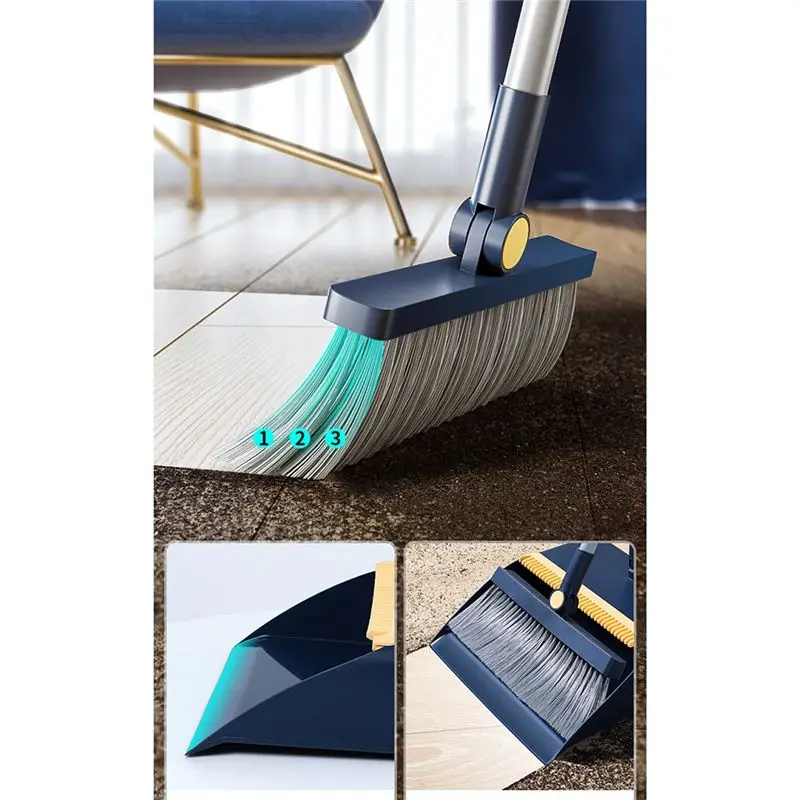 REST Broom and Dustpan Set,Foldable Extendable Broom Suit,Multifunction Household Dustless Dustpan Cleaning Set