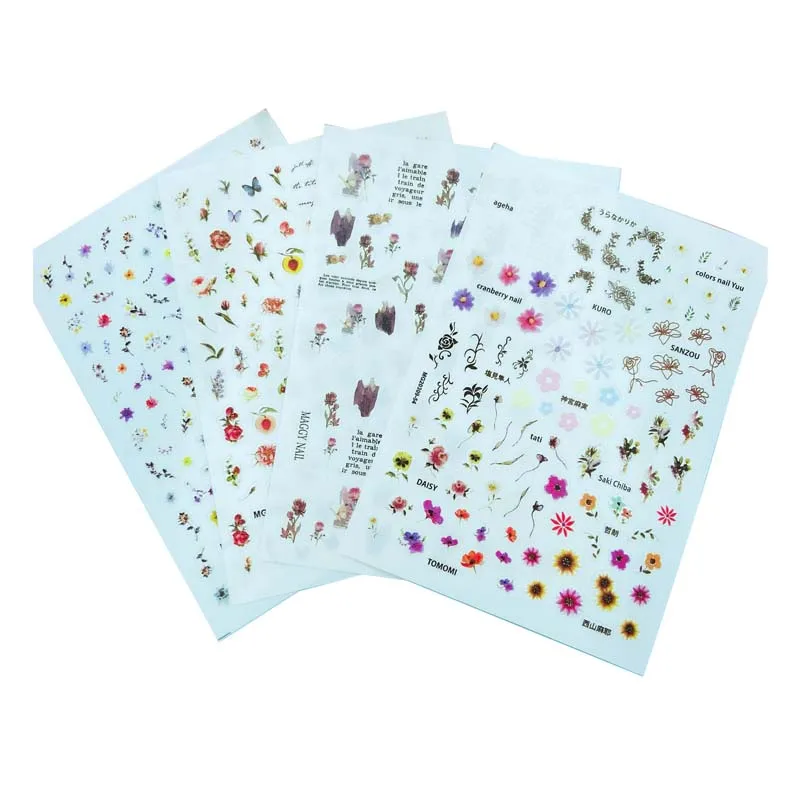 DIY Japanese Style Fashion New Arrival Nail Stickers Small Fresh Flowers Thin Traceless Back Glue Adhesive Dry Nail Declas Girl