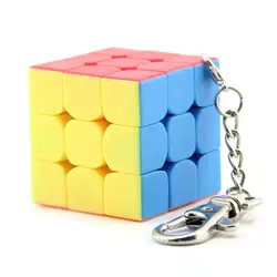 Mini 3*3*3 chaveiro cubo mágico stickerless velocidade cubo quebra-cabeça brinquedo educativo para crianças