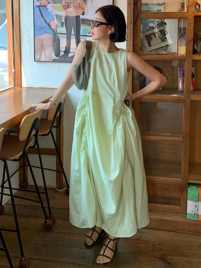 

Корейский жилет со шнурком Dr, женская летняя новая свободная длинная юбка, дизайн Sensation, модная повседневная одежда