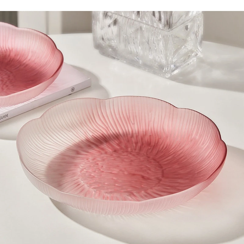 Light Luxury Crystal Glass Fruit Plate Salad Bowl Restaurant Main Dish Dessert Cake Service Tray Home Kitchen Tableware