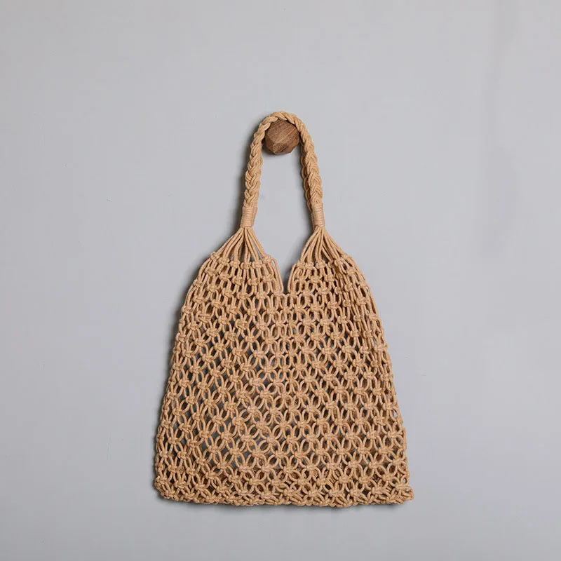 Fashion Woven Bag Women Summer Beach Shoulder Bag Women Vintage Straw Bag Cotton Bag Female Handle Handbag Women Tote Bag Hollow