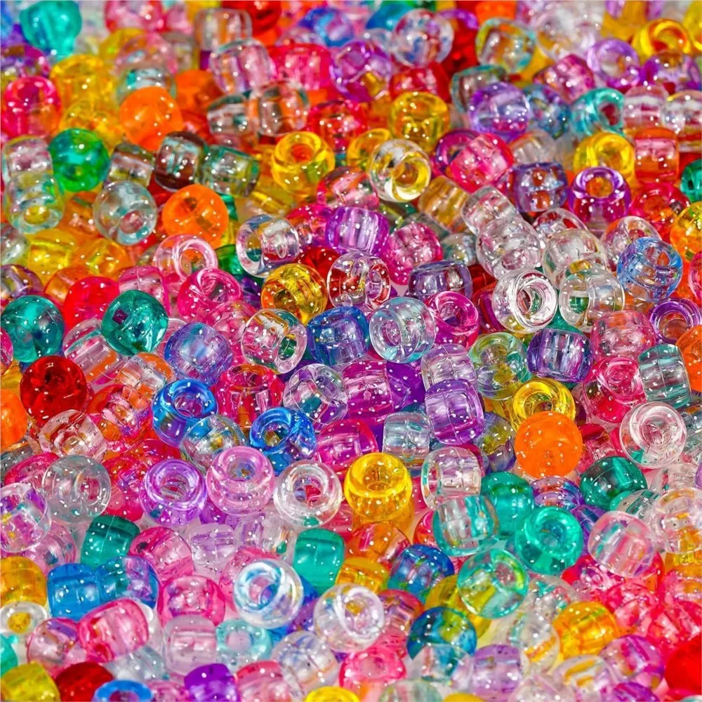 100Pcs Plastic Mixed Large Hole Pony Beads For DIY Bracelets Necklaces Anklets Earrings Hair Beads Jewelry Making Accessories