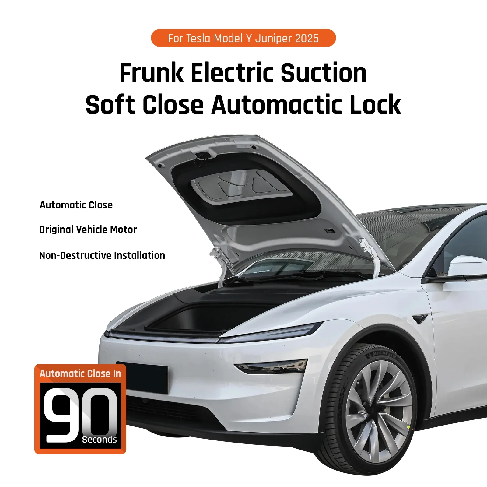 For Tesla Model Y 2025 2026 Electric Suction Soft Close Power Frunk Automatic Hood Upgrade Easy Install Enhanced Convenience