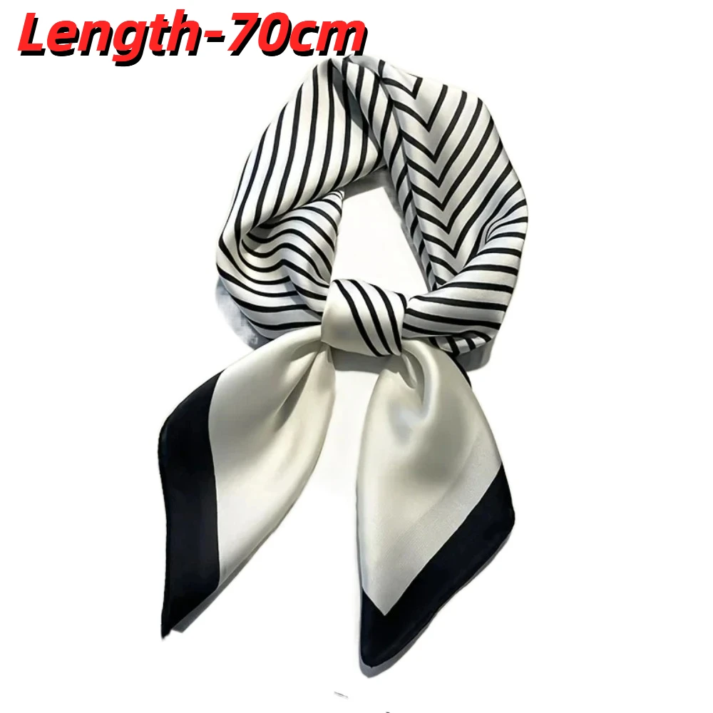 Syal Sutra Wanita 70Cm Baru Syal Selendang Multifungsi Gambar Cetak Bunga Dasi Leher Wanita Nyaman Elegan Musim Panas