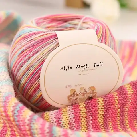 300g Premium Pure Colorful Gradient Fine Wool Yarn Handmade DIY Material for Knitting Women's Fashion Sweaters, Scarves, Hats, Shawls, Yarn Balls for Knitting Crafts 1 Piece = 6 Pieces = 300 Grams