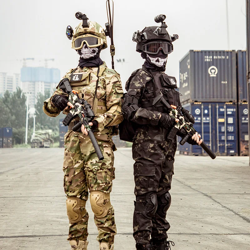 Set mimetico tattico per bambini Forze speciali all'aperto Tuta militare a maniche lunghe Abbigliamento da campeggio per giochi di ruolo softair