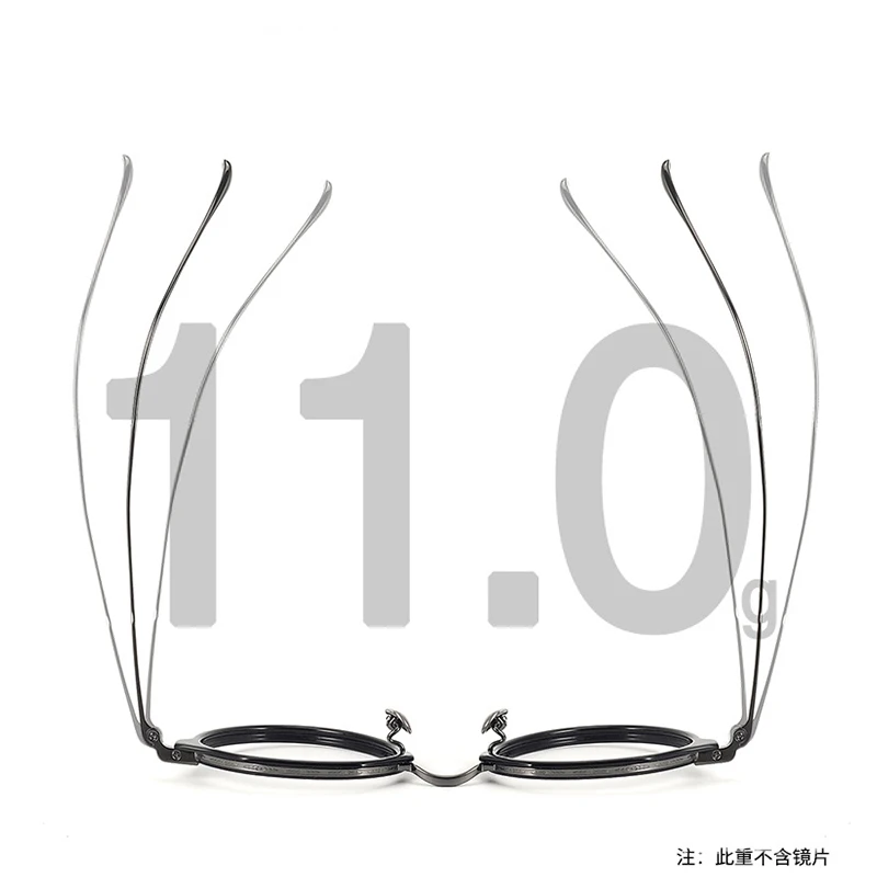 إطارات نظارات متخصصة مصنوعة يدويًا على الطراز الياباني إطار من التيتانيوم النقي للرجال - إطار بيضاوي فني قديم #4