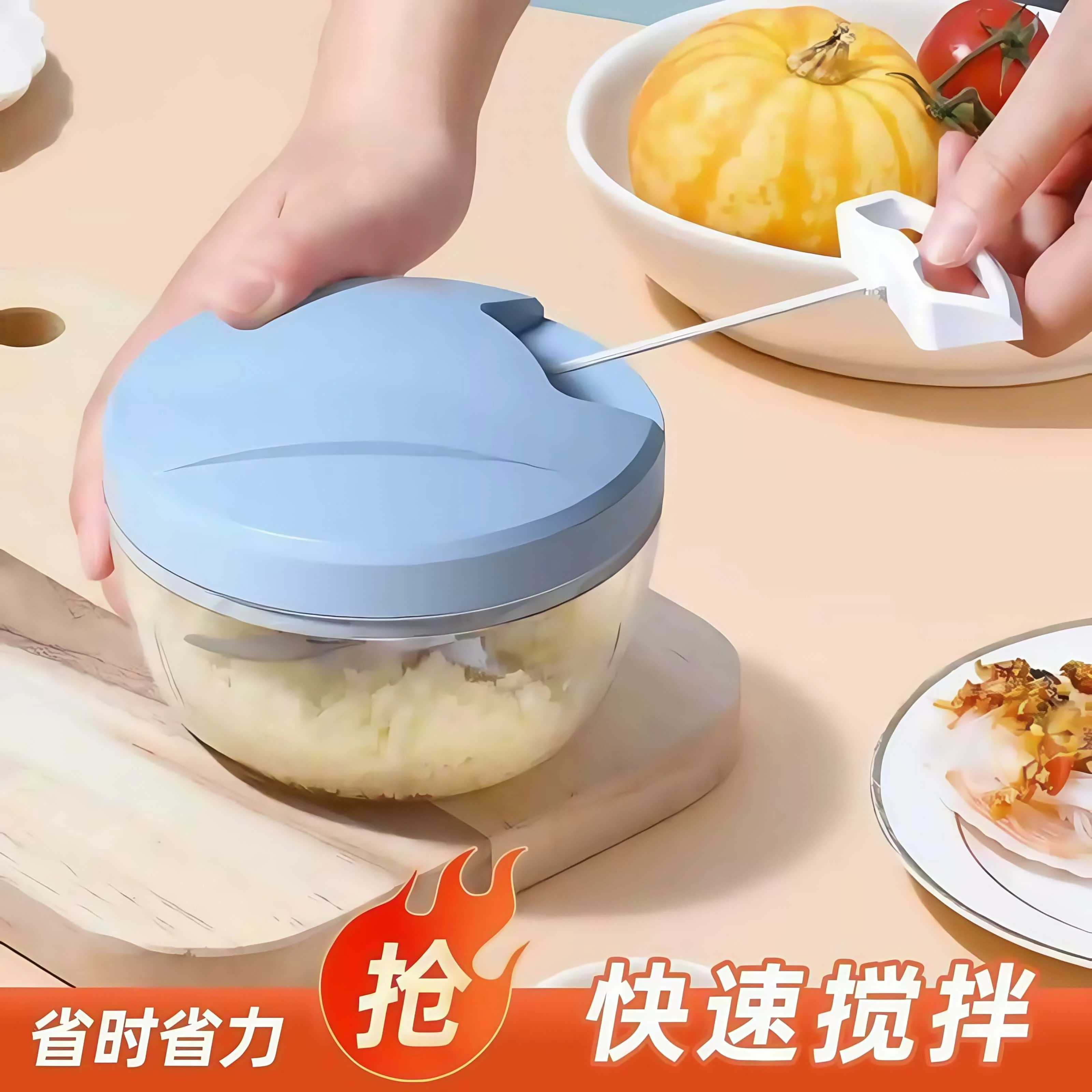 Picadora de carne Manual de 500/900ML, picadora de ajo, trituradora de prensa Manual, picadora de verduras, cortador de chile y cebolla, herramientas de cocina