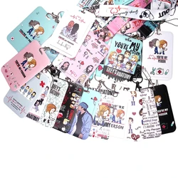 Llaveros con soporte credencial de dibujos animados de Grey's Anatomy, cordón para el cuello para tarjeta de paso, tarjetero de Anime, correas para llavero, venta al por mayor