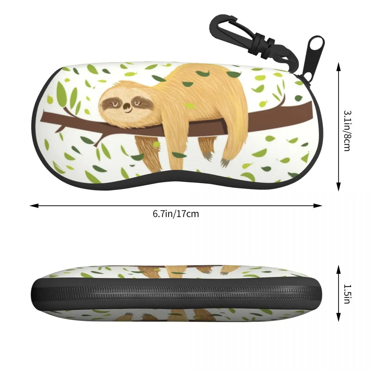 Happy Hanging Lazy Sloth Sunglasses Soft Case Neoprene Zipper Animal Shell Eyeglass Case Custom Protective Box For Glasses